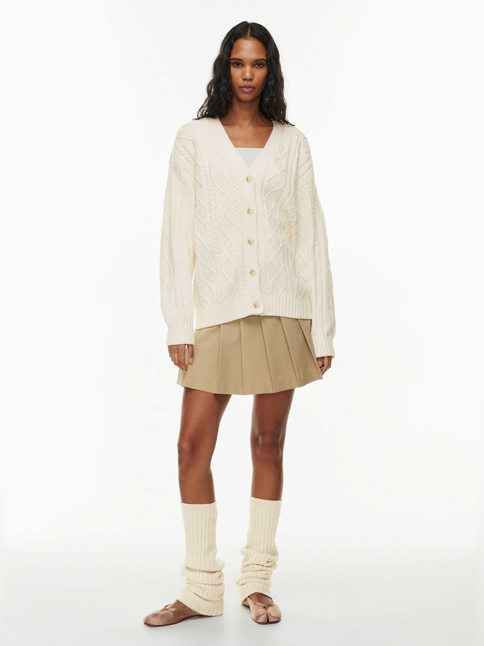 Sunday Best Aritzia Lamora Cable Knit Wool Cardigan in Whisper White Size 2XS - Picture 2 of 14